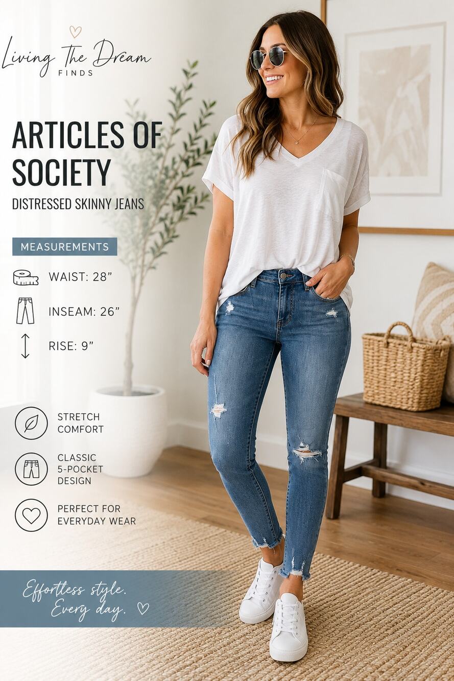 Articles of Society Women's Distressed Skinny Jeans Size 28 Blue Stretch Denim